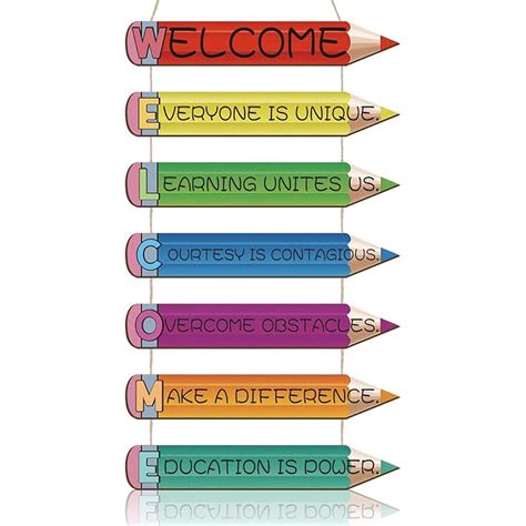 Buy Set of 7 Welcome Back to School Classroom Door Decor Wooden ...