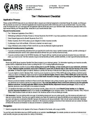 Fillable Online GARS Tier 1 Retirement Checklist - Form 7974 T1. GARS ...