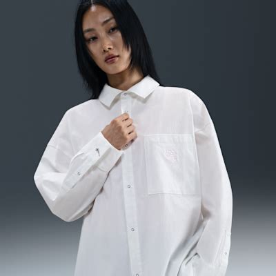 Nike Sportswear Chill Poplin Women's Loose Long-Sleeve Button-Down Top ...