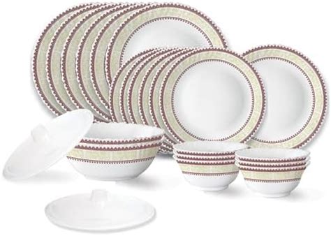 Larah by Borosil Elega Fluted Series Opalware Dinner Set | 23 Pieces ...