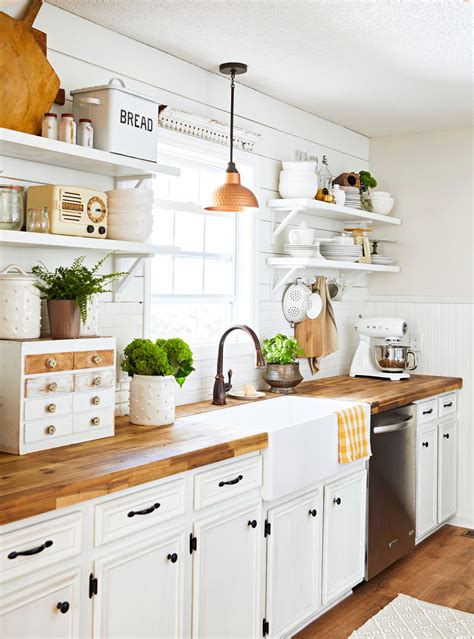 White Kitchen With Wood Countertops Wood Mode | Fine Custom Cabinetry
