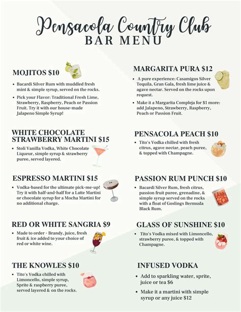 Menus - Pensacola Country Club
