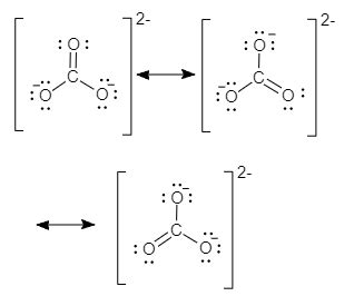 The completed Lewis structure of (CO3)2- contains a total of covalent ...