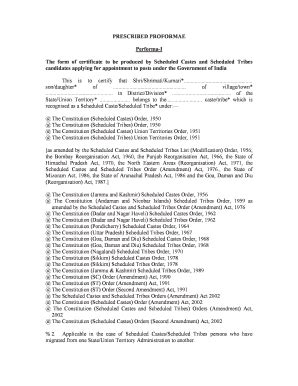 Proforma For Claiming SC/ST Benefits - UPSC - Upsc Gov - Fill and Sign ...