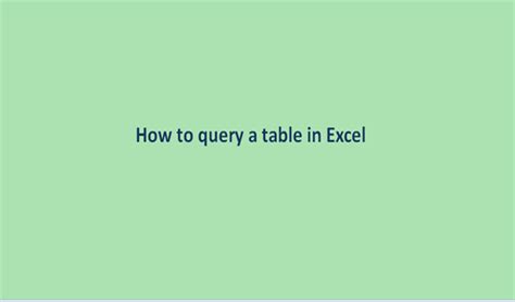 How to Query in Excel 的图像结果