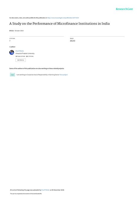 A Study on the Performance of Microfinance Institute - Himachal Pradesh ...