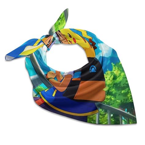 Pokemon And Ash87 Square Satin Head Scarf Hair Scarves Silk-like ...