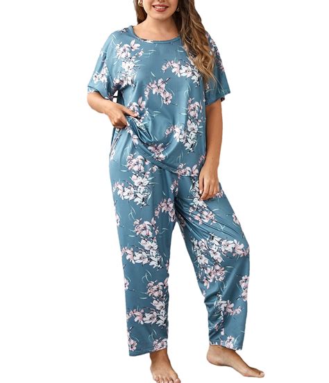 Women's Plus Size Pajama Sets For Lady Soft Short Sleeve Loungewear ...