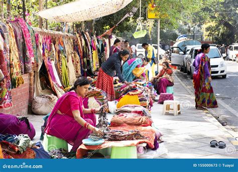 Indian People and Foreign Travelers Travel and Shopping at at Janpath ...