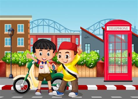 Ragazzi dell'amicizia sulla strada | Vettore Gratis