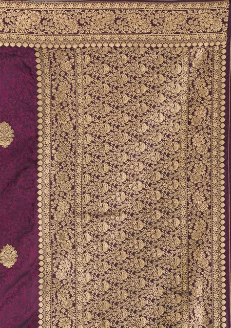 Buy Wine Zari work Brocade Saree - Koskii