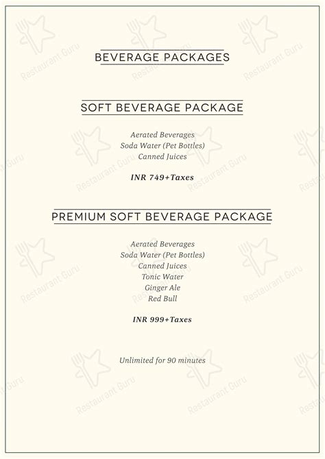 Menu at The Khyber Himalayan Resort & Spa, Gulmarg