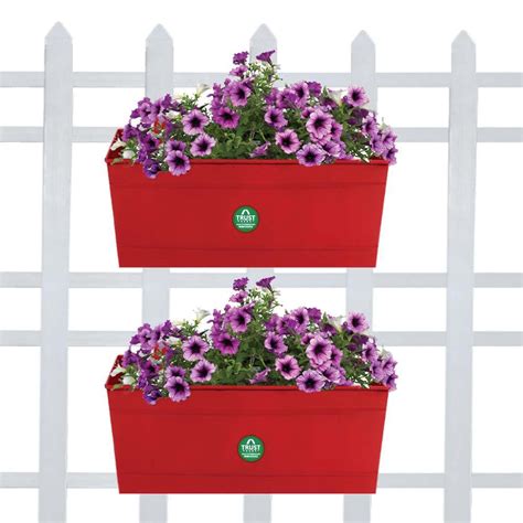 Rectangular Railing Planter - Red (12 Inch) - Set of 2 – TrustBasket