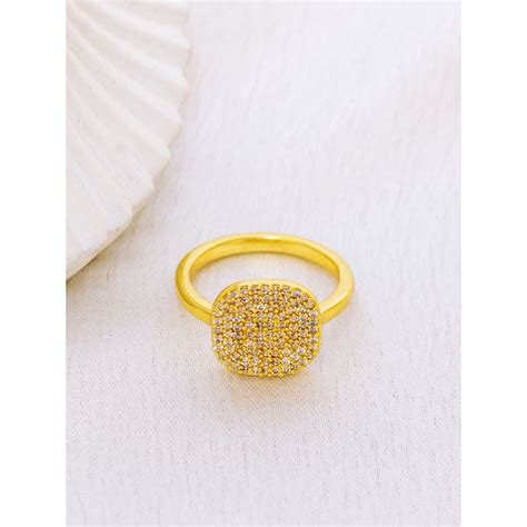 Buy Perfectly Average Pave Signet Diamond Ring | 18K Gold Plated For ...