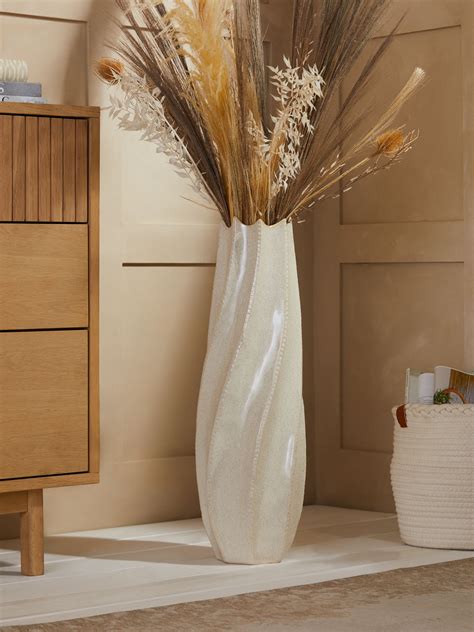 Buy Natural Extra Large Pleated Ceramic Extra Large Floor Vase from the ...