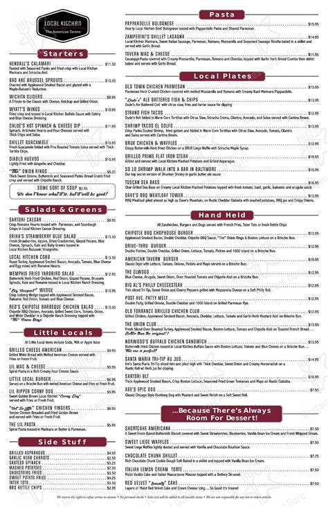 Menu at Local Kitchen restaurant, Torrance