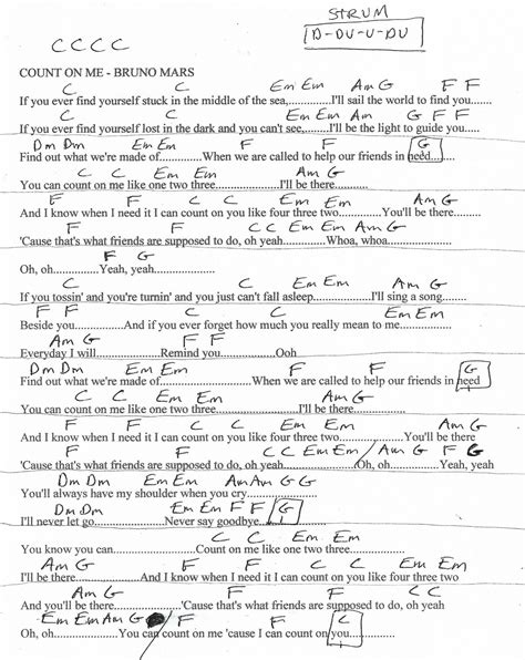 Bruno Mars Count On Me Guitar Chords | Go Guitar Sheet Music