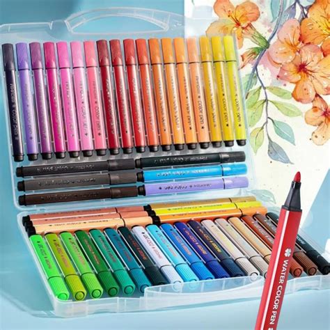 ITSIN. Washable Marker Coloring Pens Set 48 Colors Drawing Pen Thick ...