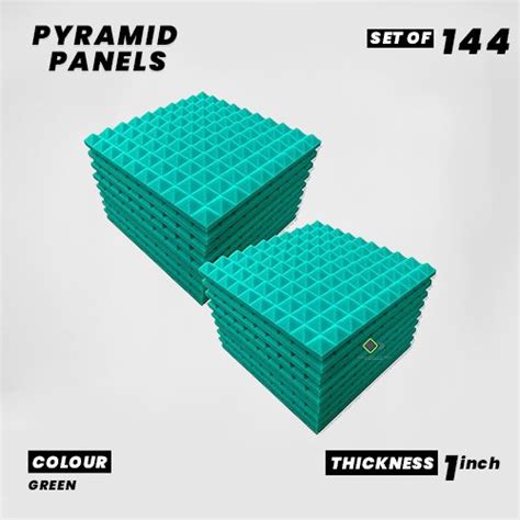 YGM Acoustic Foams® Pyramid Acoustic Panels - Set of 144 | Green | 1 ...