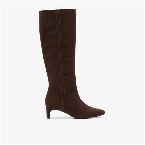 Womens Edina Tall Dark Brown Suede Knee High Boots Boots | Clarks UK