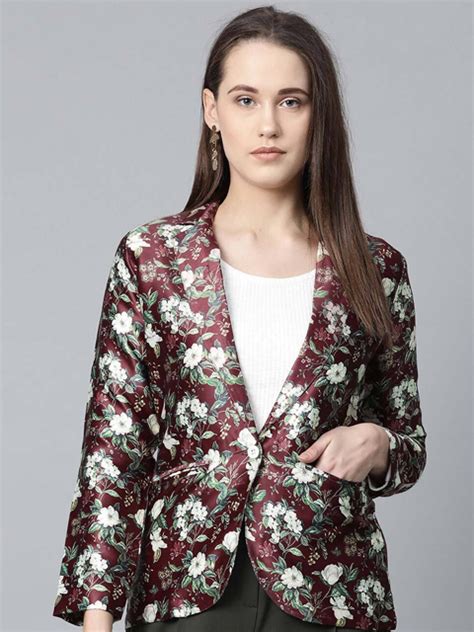 Floral Print Single Breasted Blazer
