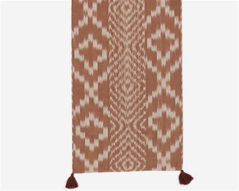 Stria Warp Ikat Cotton Table Runner - Medium Brown