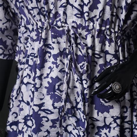 Blue Hand Block Batik Print Cotton Kaftan (Long)