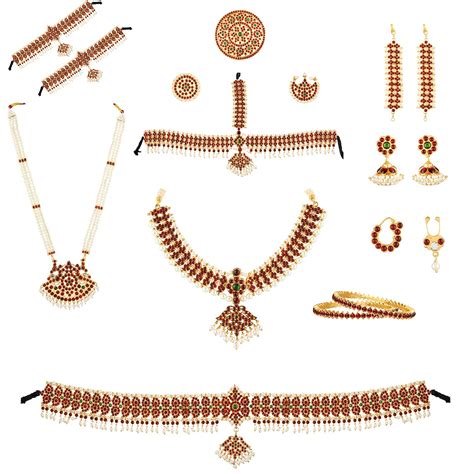 Elegant Bharatanatyam Dance Jewellery Set - Temple Ornaments | Golden ...