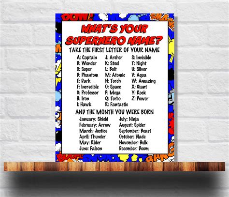 What's Your Superhero Name Printable, Superhero Name Game, Superhero ...