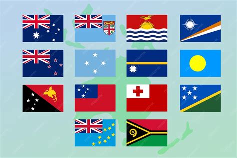 Premium Vector | Set of flags of oceania countries in proportion 23