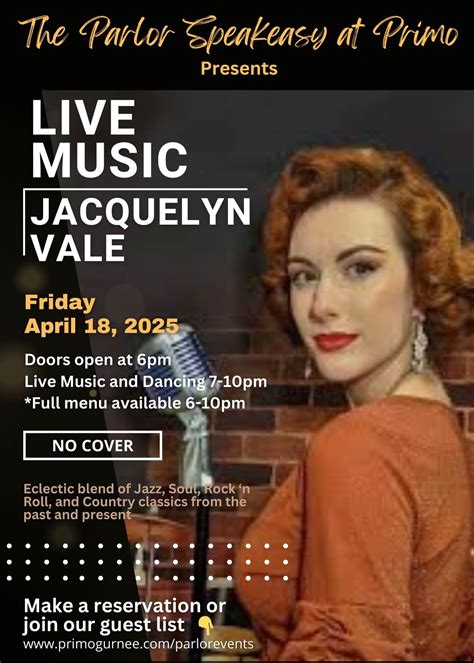 Jacquelyn Vale in The Parlor Speakeasy at Primo. Free Show Courtesy of ...