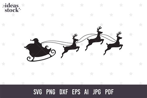 Santa Sleigh Silhouette. Christmas Decal Graphic by ideasStock ...