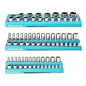 DURATECH Magnetic Socket Organizer Set, 1/4", 3/8", 1/2" Drive Metric ...