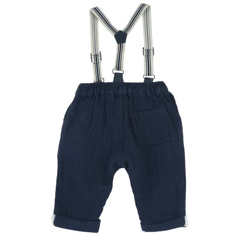 Chicco Boys Navy Blue Solid Trouser with Suspenders - Bottom – Chicco India