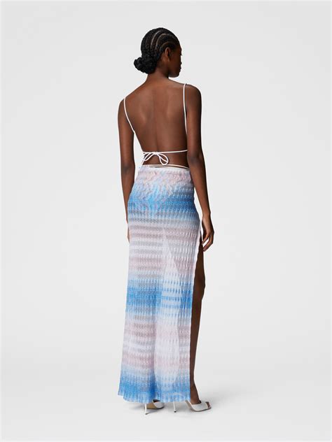 Long pareo skirt in dégradé lace Blue & Pink | Missoni