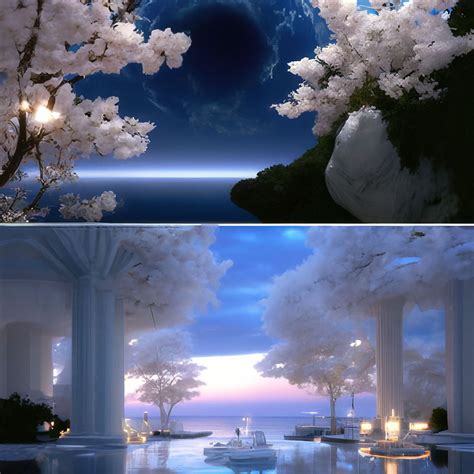 "Cinematic.in the style of a dream selena0art.total eclipse.white silence.night.view from the ...