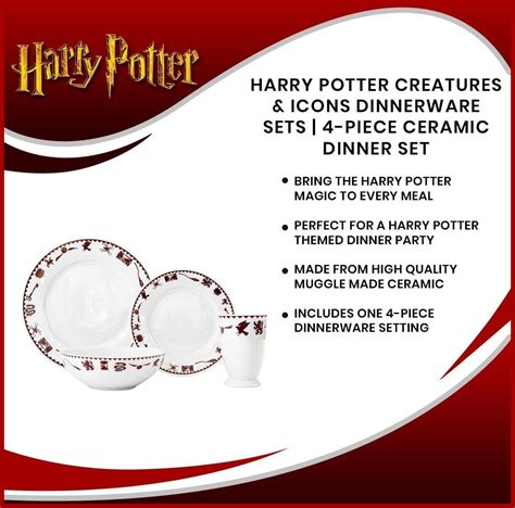 Harry Potter Creatures & Icons Dinnerware Sets | 4-Piece Ceramic Dinner ...