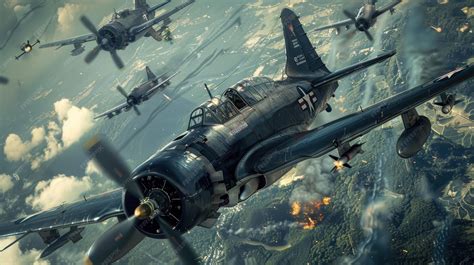 World War II Fighter Planes in Combat Over Clouds | Premium AI ...