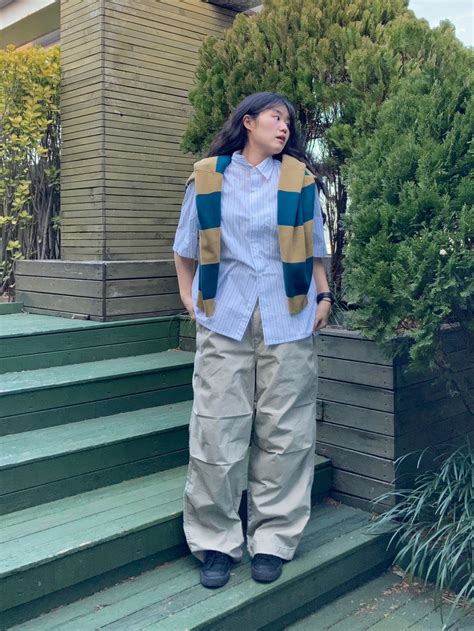 Check styling ideas for「Cotton Short Blouson、Wide Parachute Pants ...