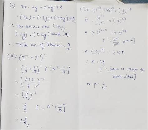 A)The number of terms in the expression 7x–3y+12xy+4 is B)Find the ...