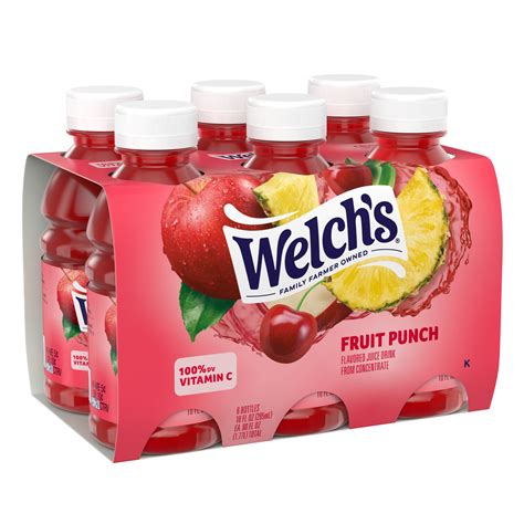 Welch's Fruit Punch Juice Drink 10 fl oz On-the-Go Bottle Pack of 6 ...
