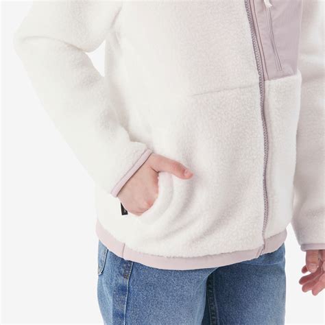 Kids' warm fleece Sherpa jacket NH900 - 7-15 years - White and Purple ...