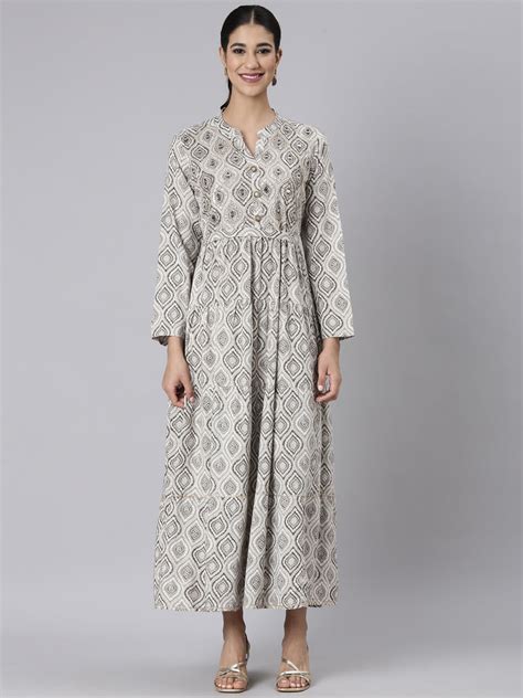 Neerus Brown Casual Maxi Color-blocked Dresses – Neerus India