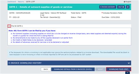 Manual> Filing Nil Form GSTR-1 Online by Normal Taxpayers