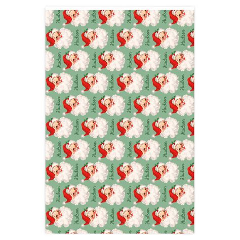 Santa Personalized Christmas Wrapping Paper | Vintage Looking Santa ...