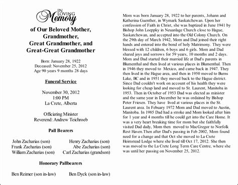 Image result for Sample Obituary
