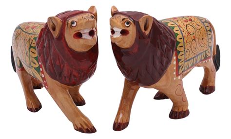 Shree Kala Kendra Wooden Lion Showpiece (7.33 cm x 10.16 cm x 7.8 cm ...