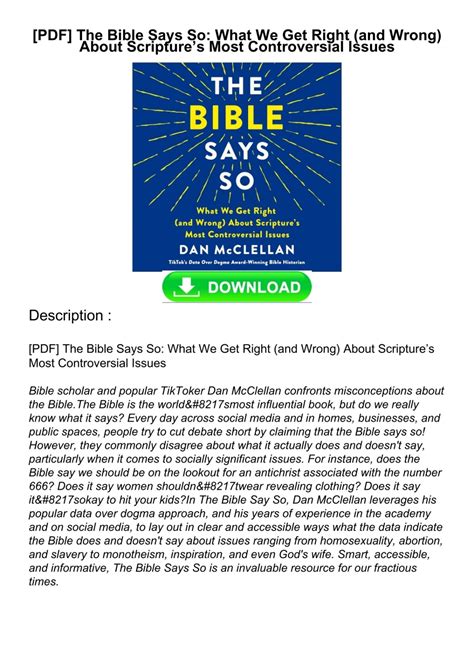 [PDF] The Bible Says So: What We Get Right (and Wrong) About Scripture ...