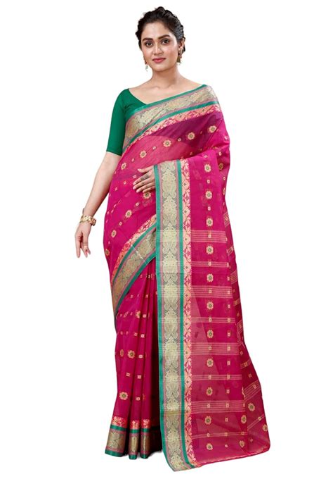 Buy Bong ButiQ Women's Traditional Pure Cotton Bengali Handloom Tant ...