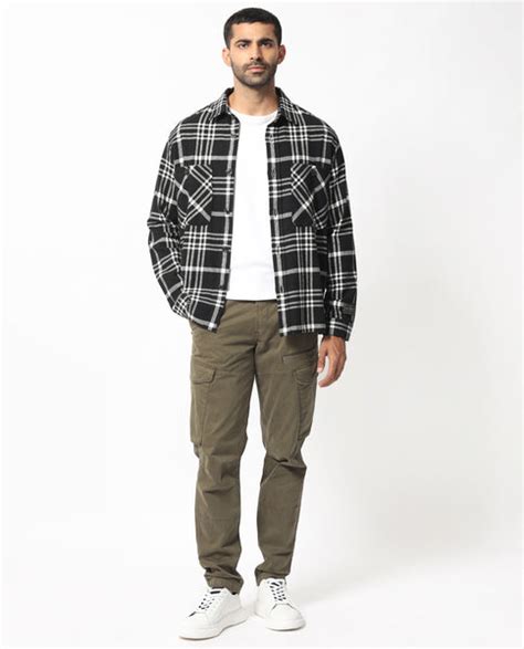 Rare Rabbit Men's Rousso Black Cotton Fabric Full Sleeve Button Closur